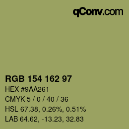 Color code: RGB 154 162 97 | qconv.com