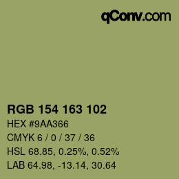 Código de color: RGB 154 163 102 | qconv.com