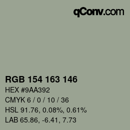 Color code: RGB 154 163 146 | qconv.com