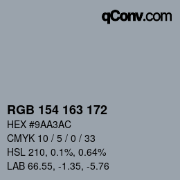 Color code: RGB 154 163 172 | qconv.com