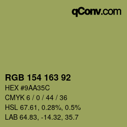 颜色代码: RGB 154 163 92 | qconv.com