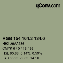 カラーコード: RGB 154 164.2 134.6 | qconv.com