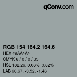 カラーコード: RGB 154 164.2 164.6 | qconv.com