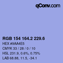 カラーコード: RGB 154 164.2 229.6 | qconv.com