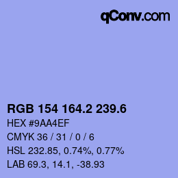 カラーコード: RGB 154 164.2 239.6 | qconv.com
