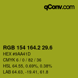 カラーコード: RGB 154 164.2 29.6 | qconv.com