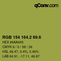 カラーコード: RGB 154 164.2 69.6 | qconv.com