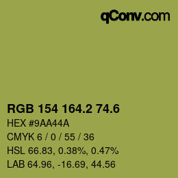 カラーコード: RGB 154 164.2 74.6 | qconv.com