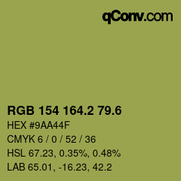 カラーコード: RGB 154 164.2 79.6 | qconv.com