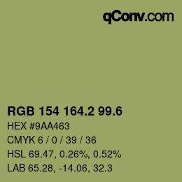 カラーコード: RGB 154 164.2 99.6 | qconv.com