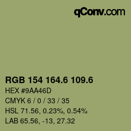 カラーコード: RGB 154 164.6 109.6 | qconv.com