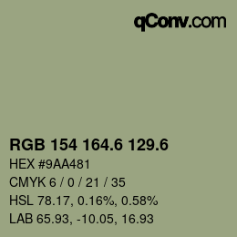 カラーコード: RGB 154 164.6 129.6 | qconv.com