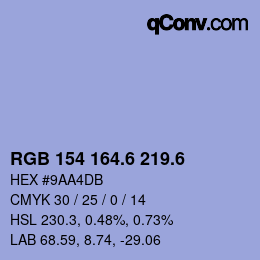 カラーコード: RGB 154 164.6 219.6 | qconv.com