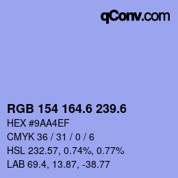 カラーコード: RGB 154 164.6 239.6 | qconv.com