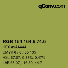 カラーコード: RGB 154 164.6 74.6 | qconv.com