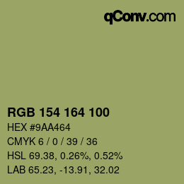 颜色代码: RGB 154 164 100 | qconv.com