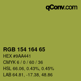 Color code: RGB 154 164 65 | qconv.com