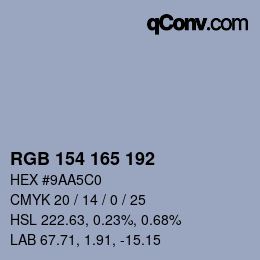 Color code: RGB 154 165 192 | qconv.com