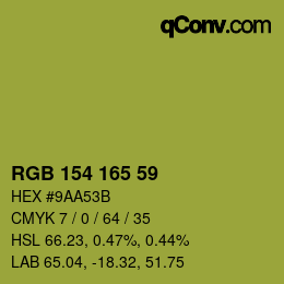 颜色代码: RGB 154 165 59 | qconv.com
