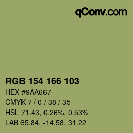 カラーコード: RGB 154 166 103 | qconv.com