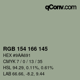 Color code: RGB 154 166 145 | qconv.com