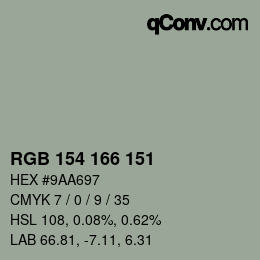 Código de color: RGB 154 166 151 | qconv.com