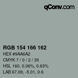 Color code: RGB 154 166 162 | qconv.com