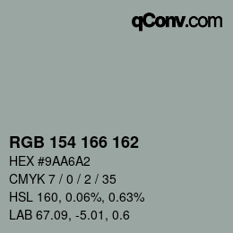 Color code: RGB 154 166 162 | qconv.com