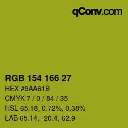 カラーコード: RGB 154 166 27 | qconv.com