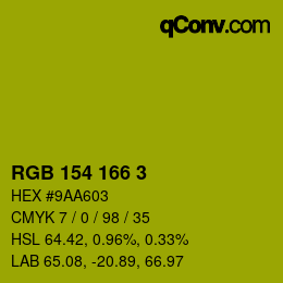 Color code: RGB 154 166 3 | qconv.com