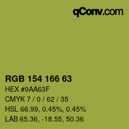 Color code: RGB 154 166 63 | qconv.com
