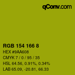 Color code: RGB 154 166 8 | qconv.com