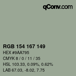 Color code: RGB 154 167 149 | qconv.com