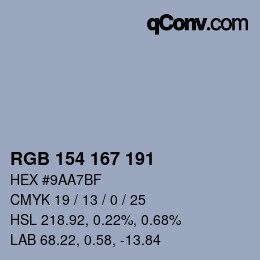 Código de color: RGB 154 167 191 | qconv.com