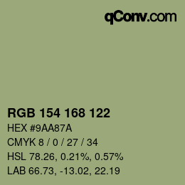 カラーコード: RGB 154 168 122 | qconv.com