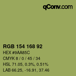 颜色代码: RGB 154 168 92 | qconv.com