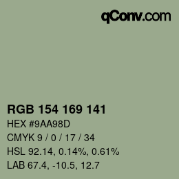 Color code: RGB 154 169 141 | qconv.com