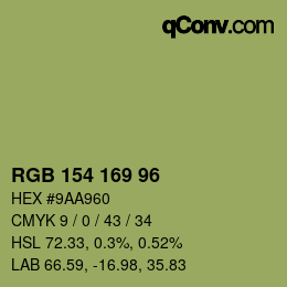 Código de color: RGB 154 169 96 | qconv.com