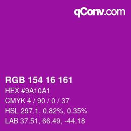 Color code: RGB 154 16 161 | qconv.com