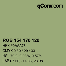 カラーコード: RGB 154 170 120 | qconv.com