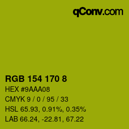 Color code: RGB 154 170 8 | qconv.com