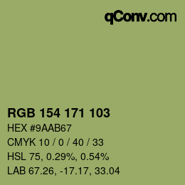 Color code: RGB 154 171 103 | qconv.com