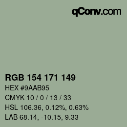 Color code: RGB 154 171 149 | qconv.com