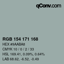 Color code: RGB 154 171 168 | qconv.com