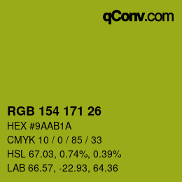 カラーコード: RGB 154 171 26 | qconv.com