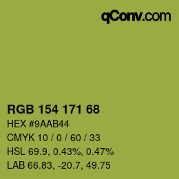 Código de color: RGB 154 171 68 | qconv.com