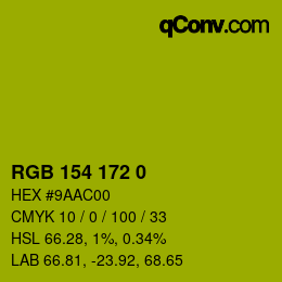 Color code: RGB 154 172 0 | qconv.com