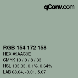 カラーコード: RGB 154 172 158 | qconv.com