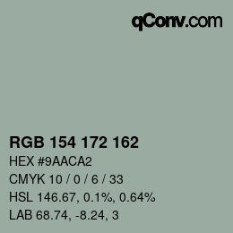 颜色代码: RGB 154 172 162 | qconv.com