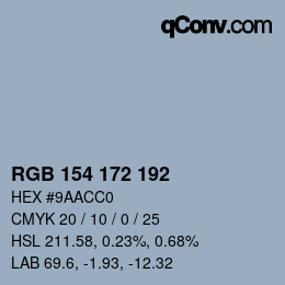 カラーコード: RGB 154 172 192 | qconv.com